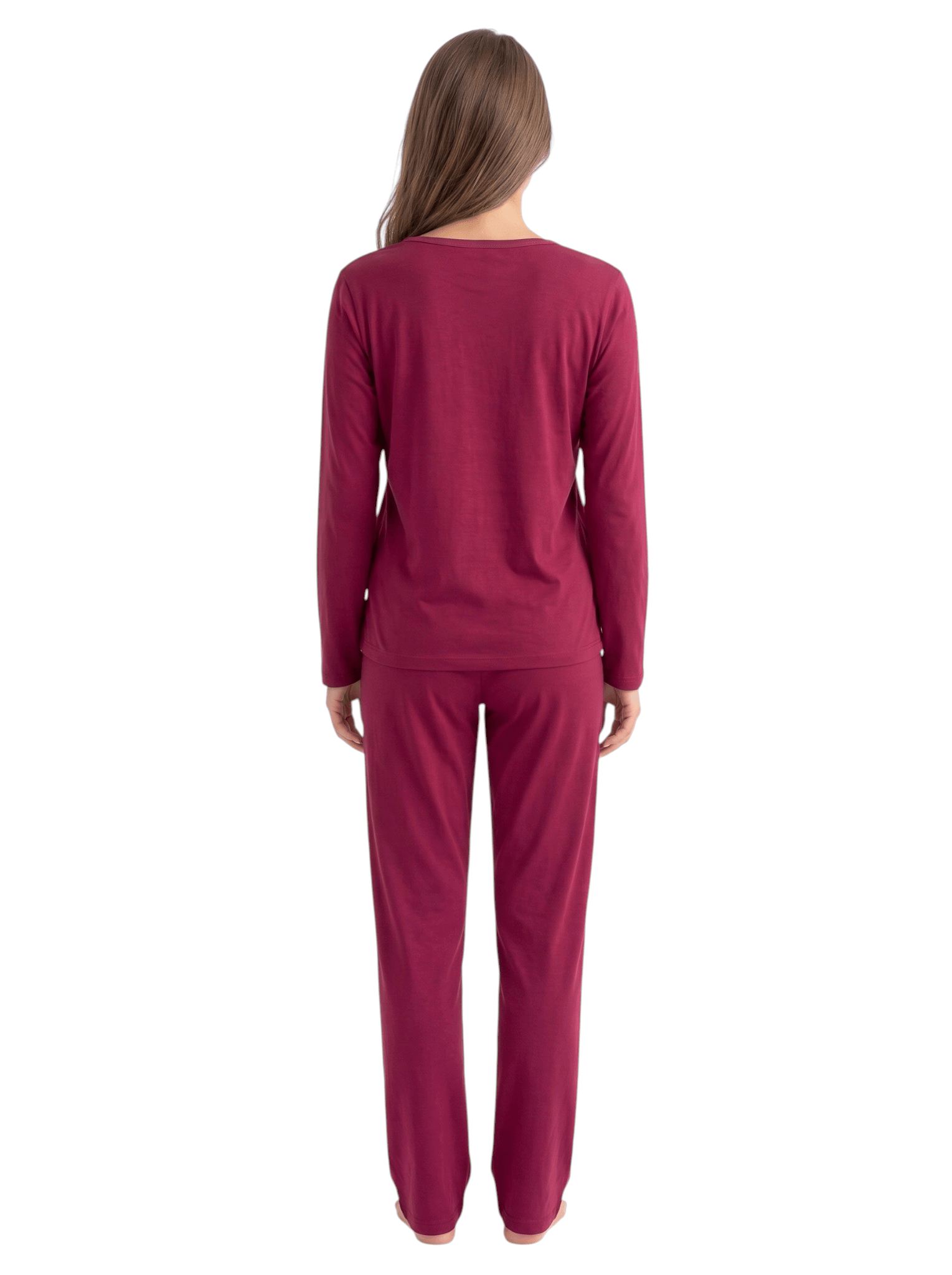 Conjunto Pijama Longo Feminino Nathália Blusa Manga Longa e Calça Comprida