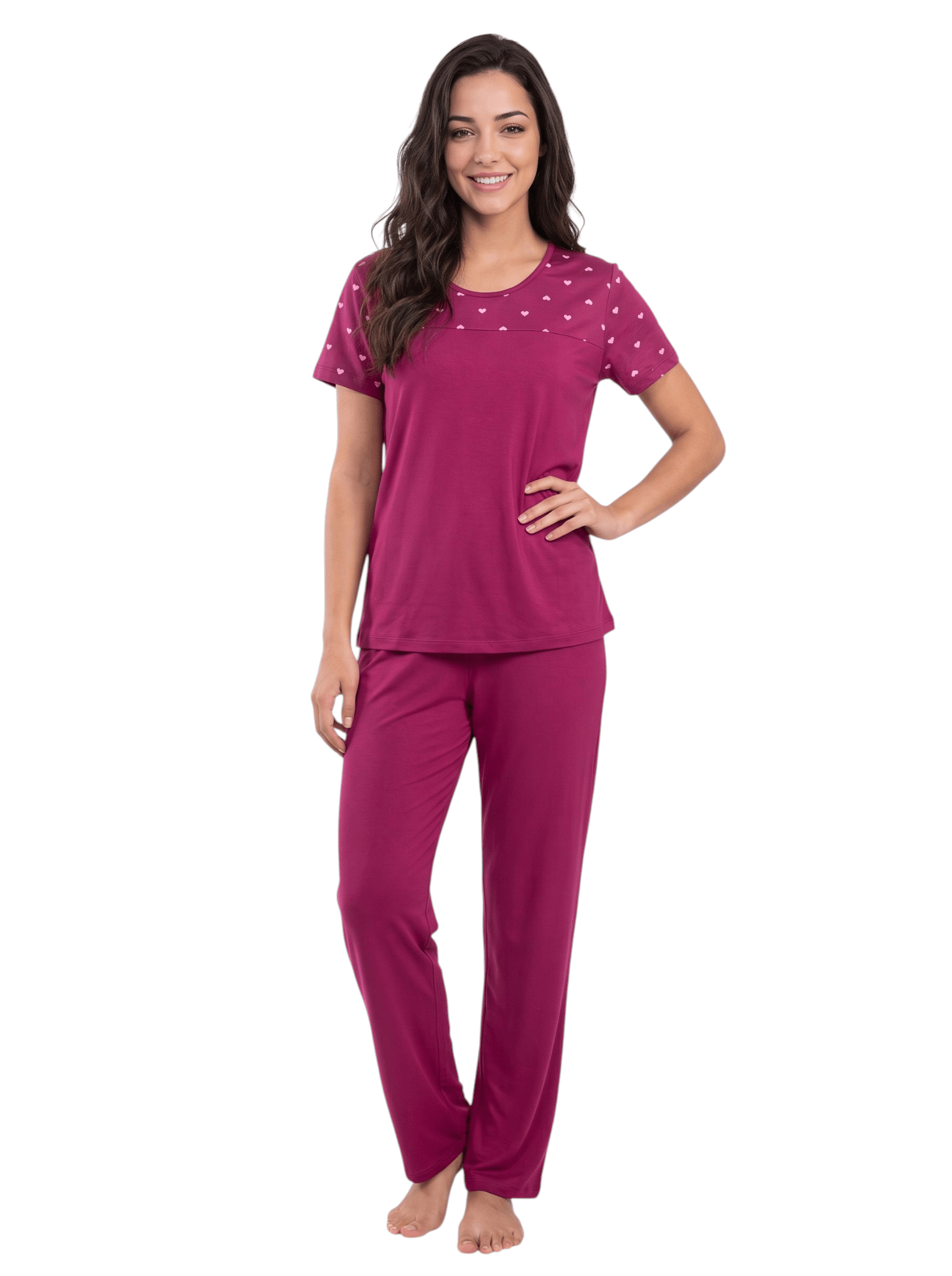 Conjunto Pijama Longo Feminino Graziela Suede Estampado Calça e Blusa Manga Inverno