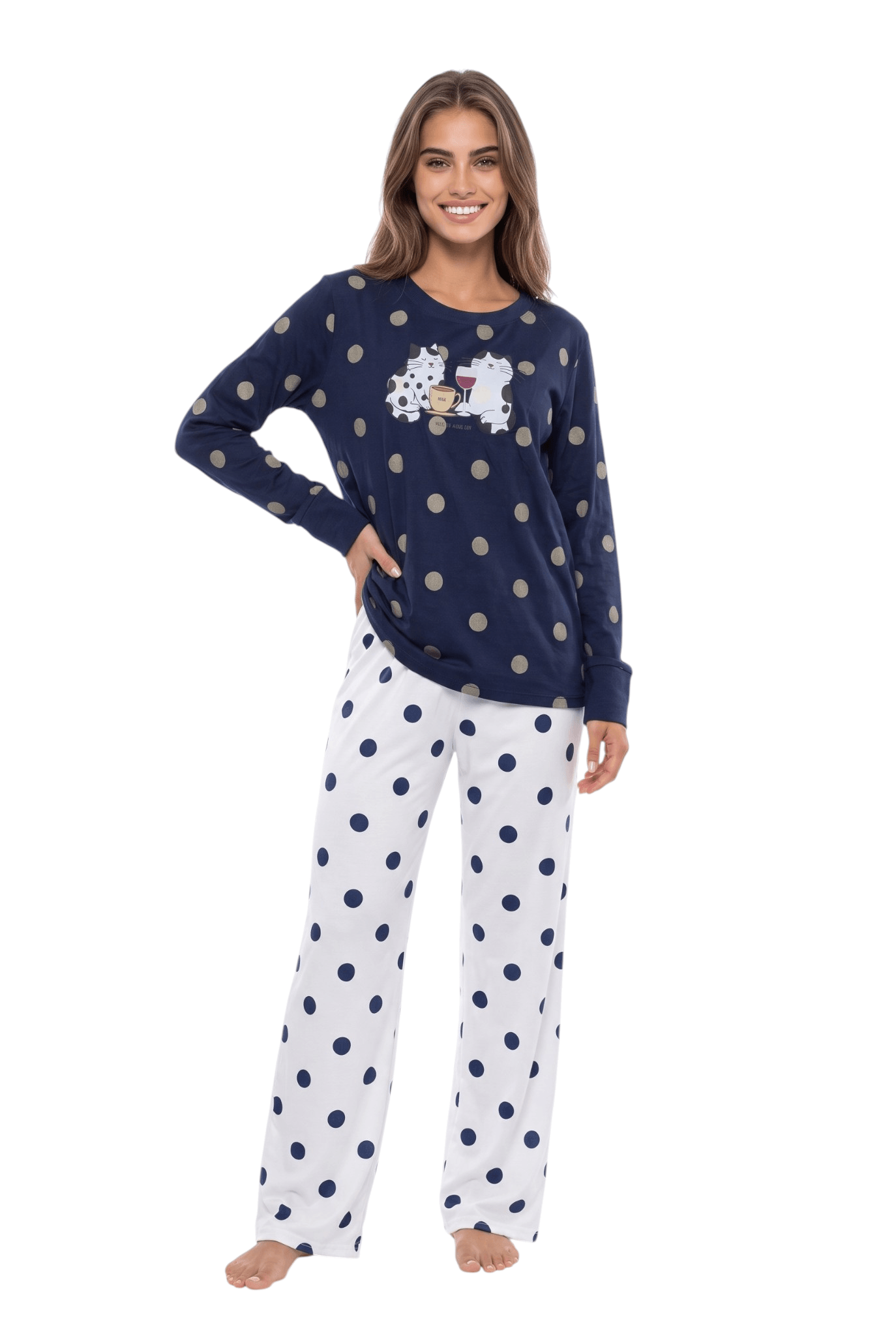 Conjunto Pijama Feminino Longo Suede Estampado Inverno Angelita