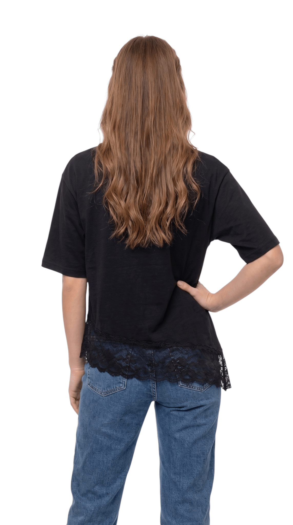 Blusa Feminina Suede Premium Barra Assimétrica Detalhe em Renda Manga Curta Larguinha M G e GG Casual