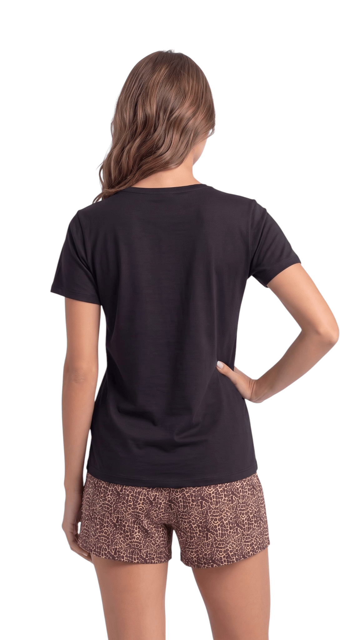 Pijama Curto Feminino Betânia Suede Estampado Conjunto Manga Curta Verão