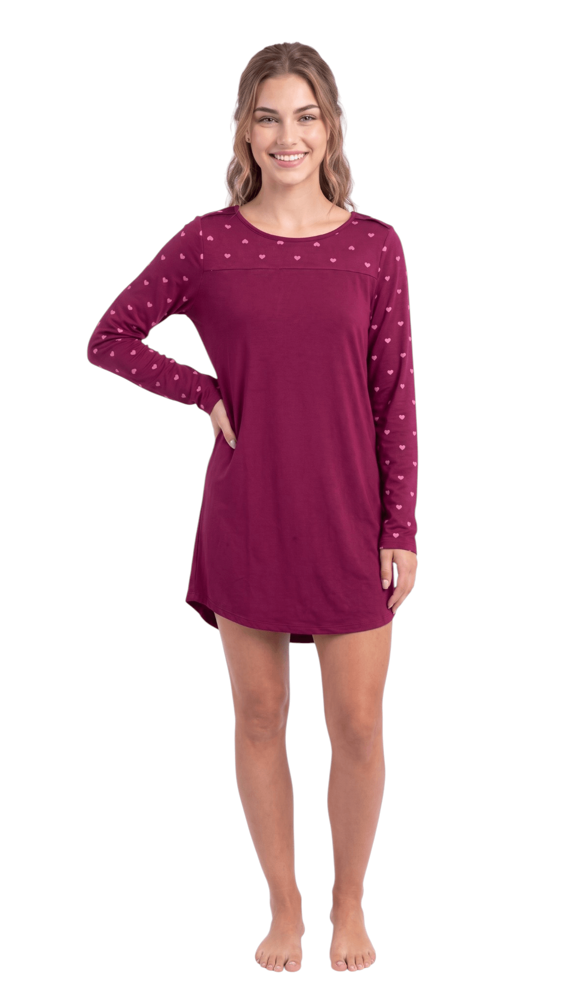 Suede Estampado Camisola Feminina Manga Longa Juliana Conforto para Dormir
