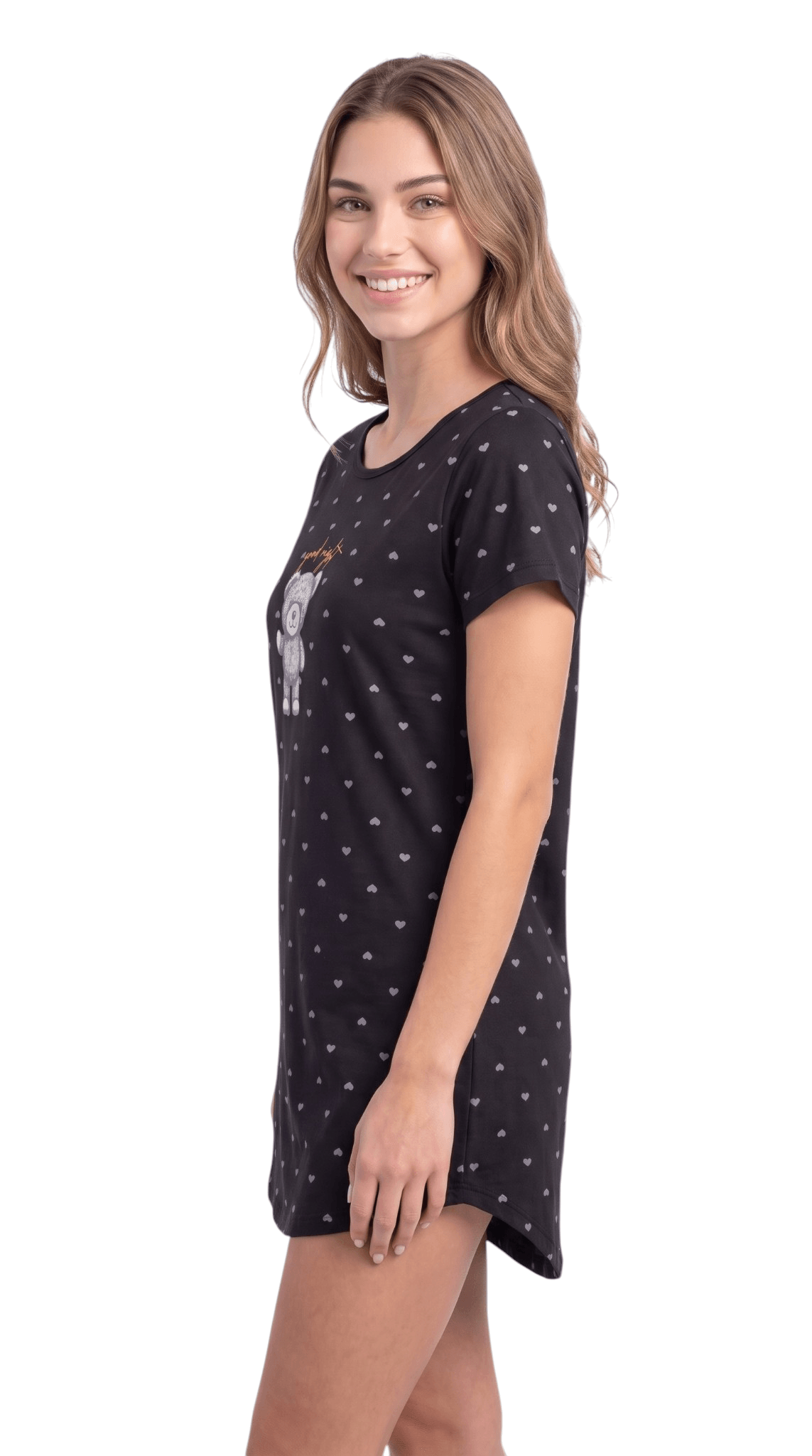Pijama Curto Feminino Camisola Camisão Suede Estampa Luna Manga Curta Verão