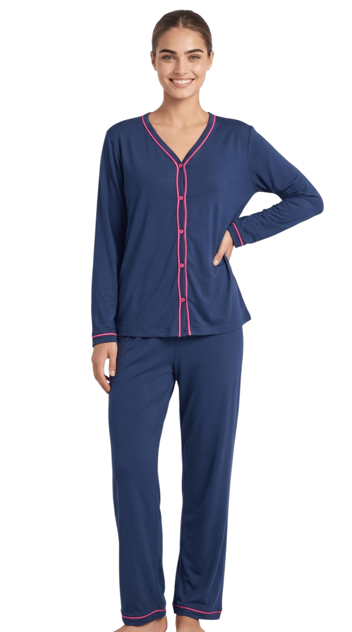 Pijama Blogueira Liso Manga longa e Calça Suede Macio Inverno