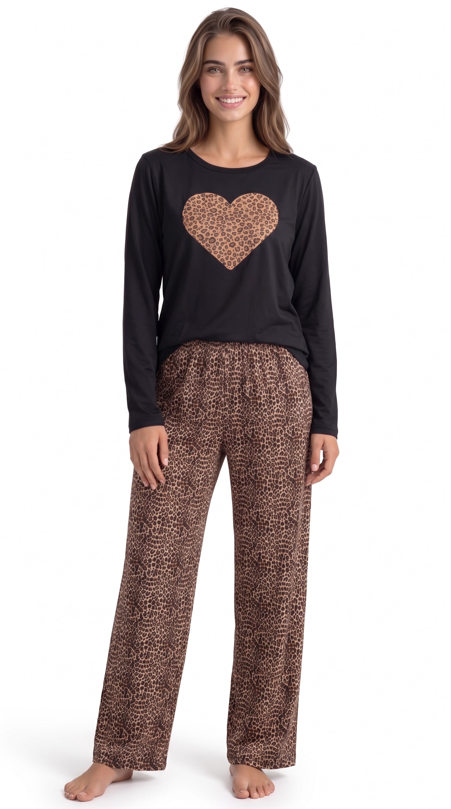 Conjunto Pijama Feminino Suede Estampado Manga Longa Tamara - Inverno M ao GG