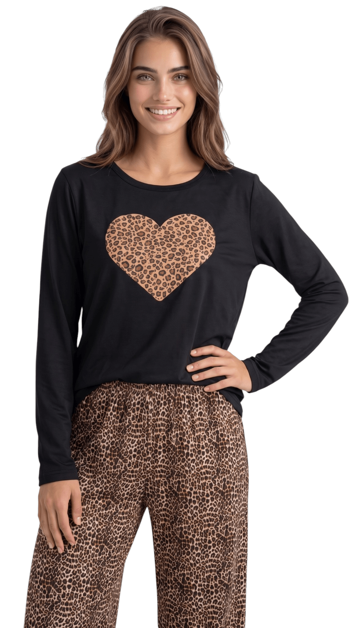 Conjunto Pijama Feminino Suede Estampado Manga Longa Tamara - Inverno M ao GG