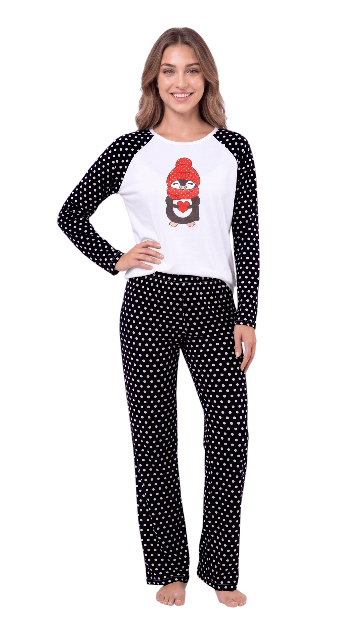 Conjunto Pijama Feminino Elen Suede Estampado Blusa Manga Longa e Calça Inverno