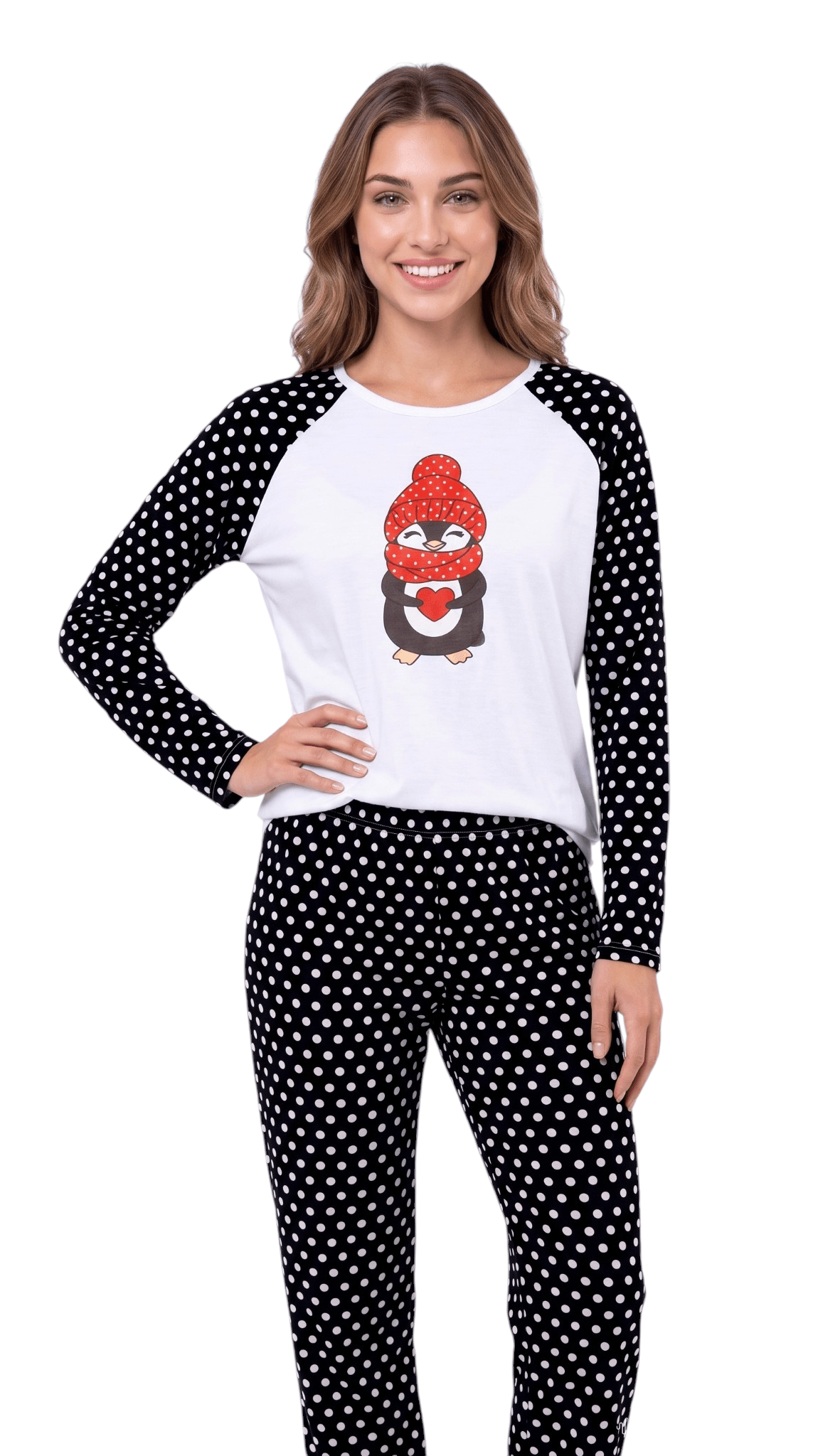 Conjunto Pijama Feminino Elen Suede Estampado Blusa Manga Longa e Calça Inverno