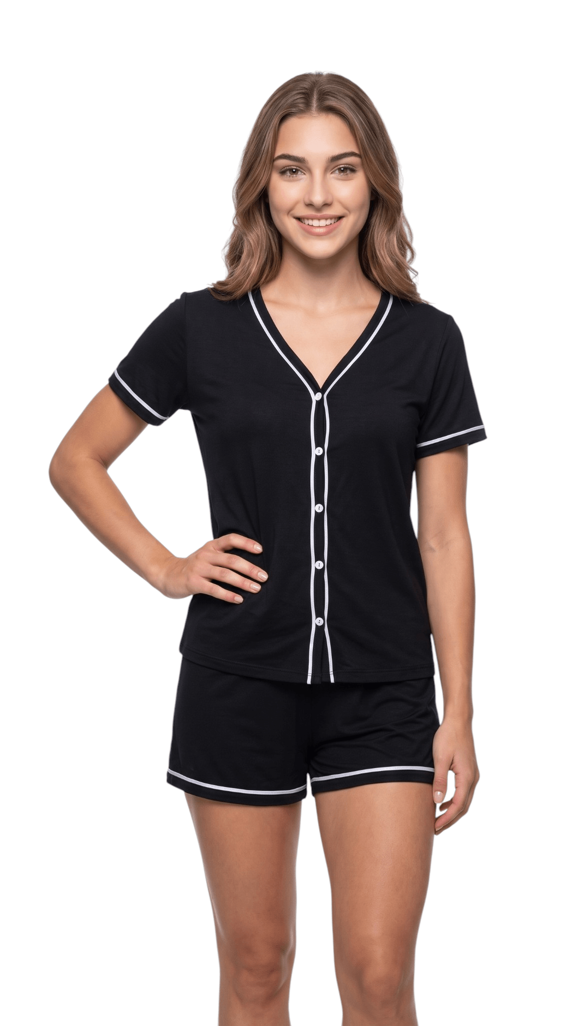 Pijama Blogueira Liso Manga Curta Meia Coxa Suede Macio Verão