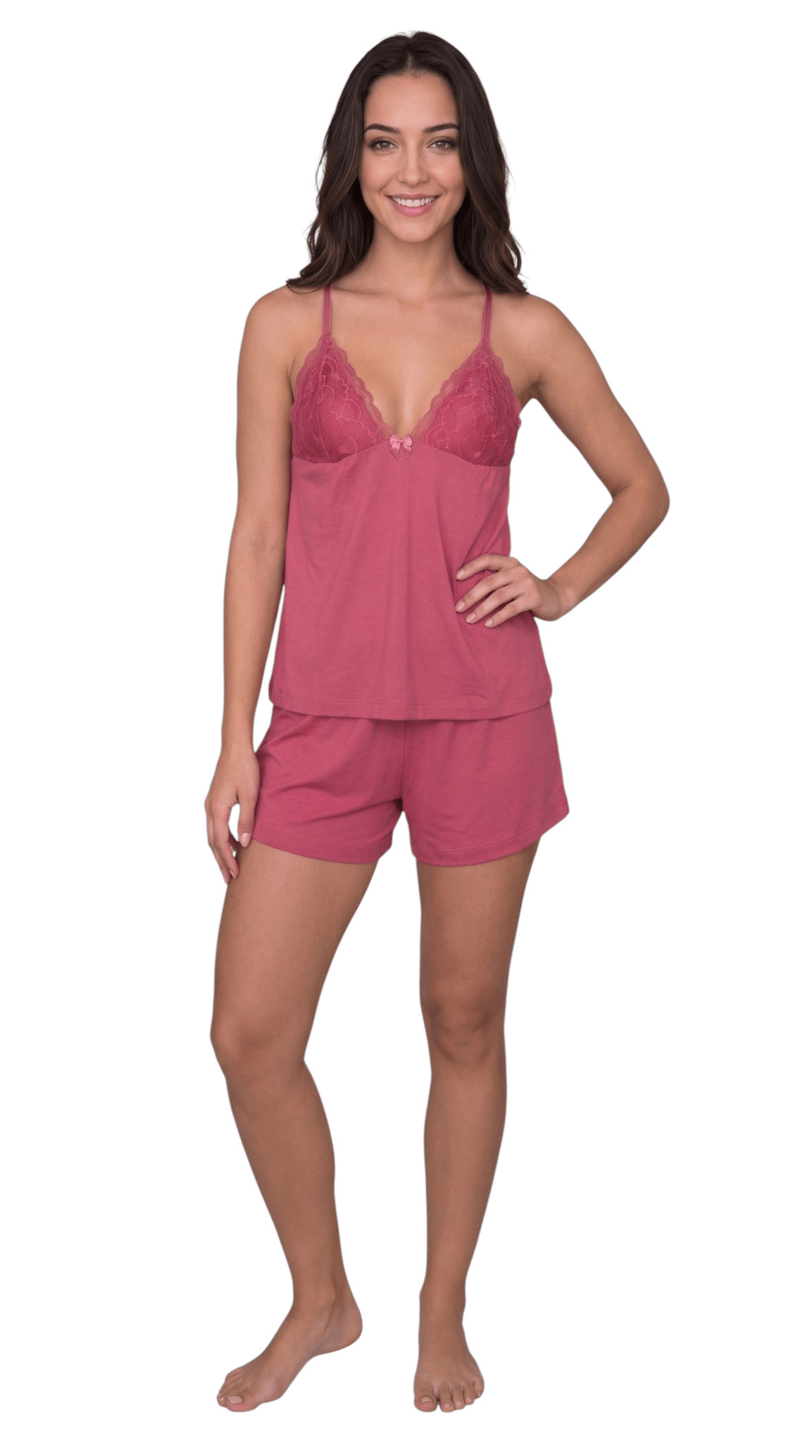 Pijama Baby doll Short Doll Feminino Ayla Renda S/ bojo Liso
