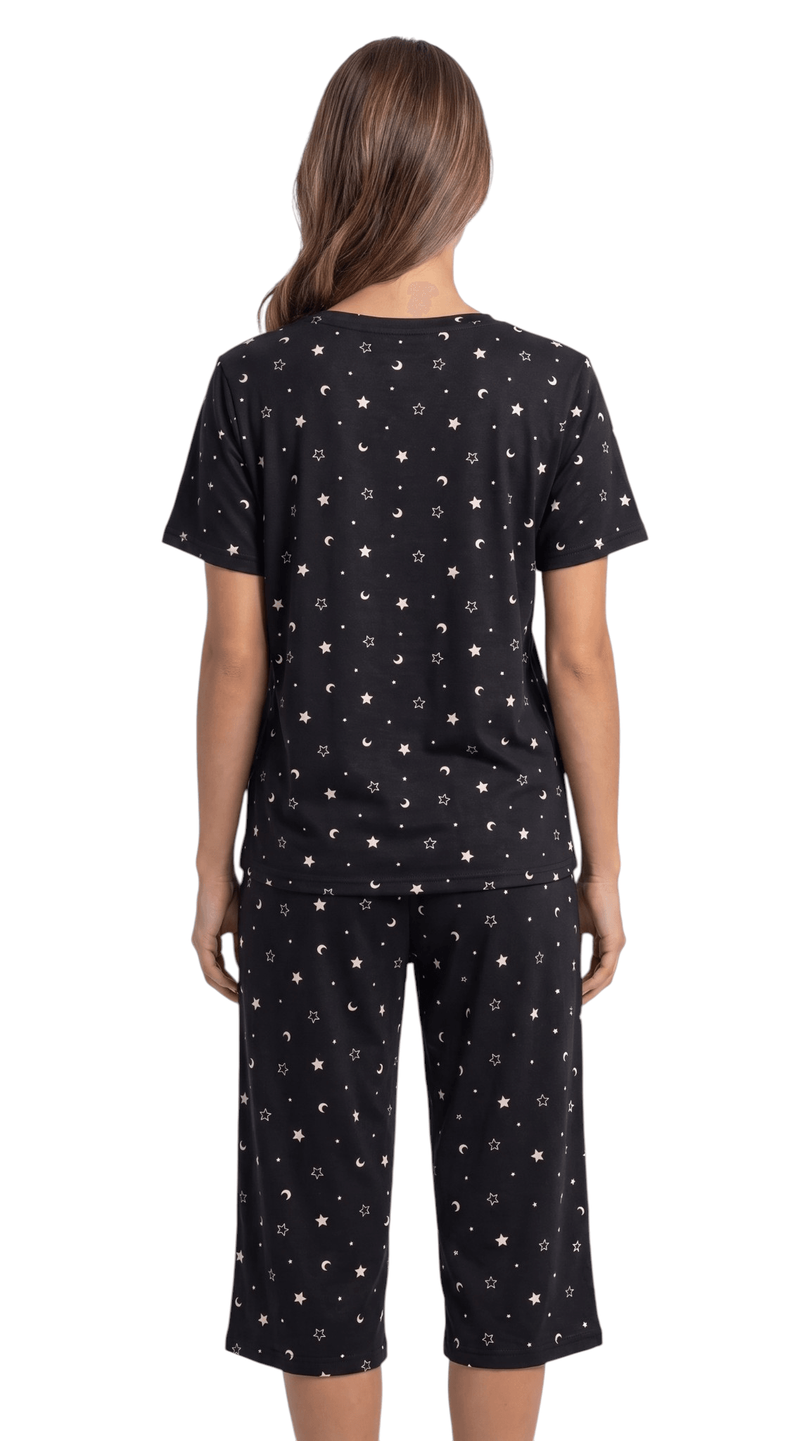 Conjunto Pijama Curto Feminino Pescador Estampado Blusa Renda Manga Curta Calça